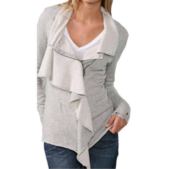 Free people sweatshirt jacket Ruffle Boho Casual Layering Piece Closet Staple - Picture 4 of 9